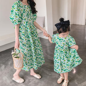 Summer Square Collar Floral Print Boutique Mom <strong>and</strong> <strong>Daughter</strong> Beach Dresses for <strong>Mummy</strong> <strong>and</strong> Me Family <strong>Matching</strong> Outfit - Product Image 2