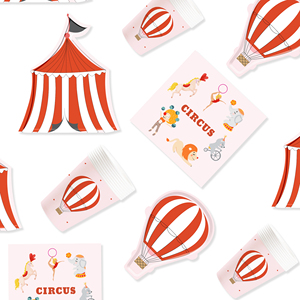 Kit de Fiesta Infantil con Temática de Circo DAMAI, con Platos y Vasos Desechables de Papel, Pancarta para 10 Personas, Juego de Vajilla para Fiesta - Product Image 5