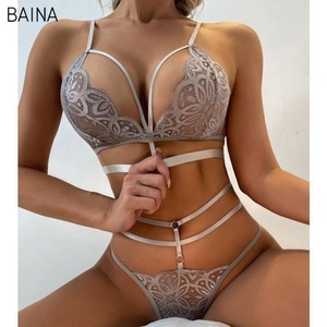 Profondo scollo a V Push up reggiseno in pizzo perizoma Set due pezzi Set biancheria intima - Product Image 4