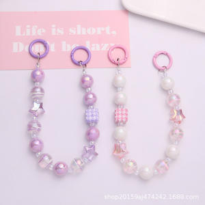 Nuevo colgante de llavero con cuentas realistas de acrílico galvanizado, accesorios de cuentas cuadradas coloridas frescas, decoración de bolsa - Product Image 3