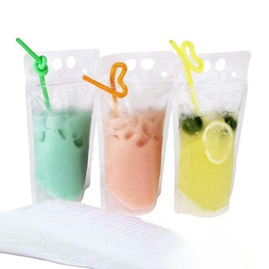 Tay Cầm Rò Rỉ Bằng Nhựa Trong Suốt Dây Kéo Đôi Đứng Lên Ice Smoothie Người Lớn Uống Túi Với Ống Hút Và Phễu - Product Image 3