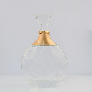 Riutilizzabile unico 250 Ml 500 Ml piatto rotondo bottiglia di liquore di vetro con tappo di sughero per vino <span class=keywords><strong>whisky</strong></span> decanter - Product Image 2