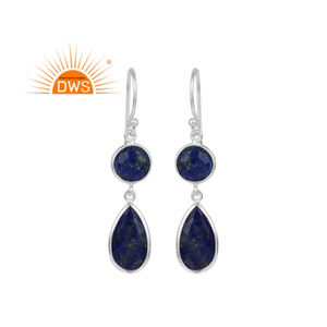 Pendientes de Lapislázuli Natural, Pendientes de Plata de Ley Hechos a Mano, Fabricante de Joyería - Product Image 1