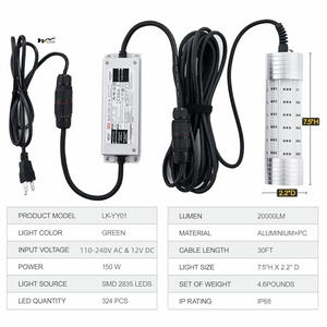 Lampu Pancing Submersible 150W Kecerahan Tinggi 20000 Lumens Lampu LED Cahaya Hijau 12v 24v 220v IP68 untuk Memancing di Bawah Air - Product Image 6