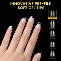 BORN PRETTY Faux Ongles Courts Carrés 288 Pièces 12 Tailles en Gel Pré-Gravé Doux, Transparents, Couverture Complète, Semi-Mat