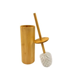 Bamboo Toilet <b>Brush</b> Set <b>Round</b> Durable Eco-Friendly Home Use Long Handle Soft Bristles Thickened <b>Brush</b> - Product Image 2