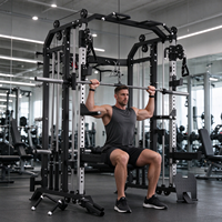 Machine Smith multifonctionnelle avec cage de musculation intégrée, crossover par câble, lat pulldown, développateur de jambes, structure en acier massif pour salle de sport