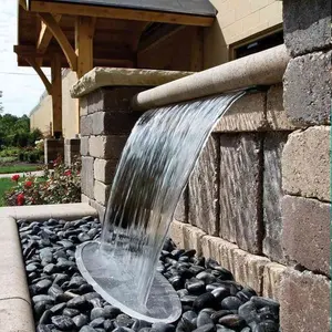 Mur rideau de piscine d'art lumineux à LED Sortie cascade carrée spa douche de piscine extérieure