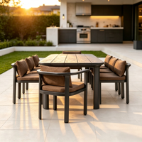 Tables de repas d'extérieur modernes en alliage d'aluminium imperméables - Mobilier léger et durable pour parc, villa, hôtel, ferme
