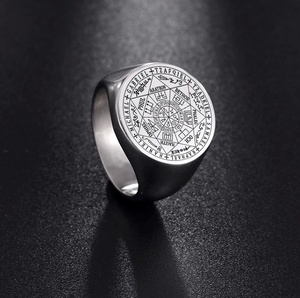 <span class=keywords><strong>Sello</strong></span> de los siete Arcángeles anillo vikingo Salomón Kabbalah talismán hexagrama anillos para hombres joyería de acero inoxidable - Product Image 5