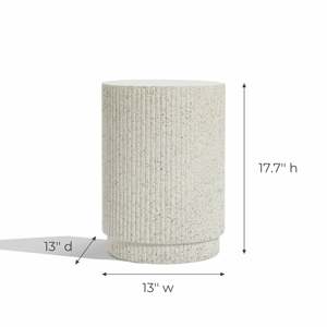 Blanc ivoire avec des taches grises Conception de colonne ronde entièrement assemblée Ajout durable à votre table d'appoint de table d'appoint de maison - Product Image 5