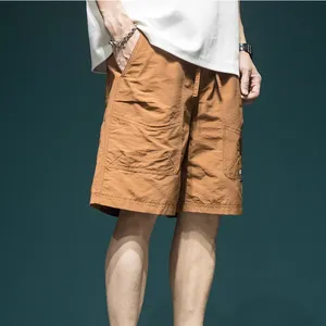 Shorts masculinos de secagem rápida em tecido xadrez estilo mecânico personalizado para uso ao ar livre, shorts casuais soltos e finos plus size para o verão