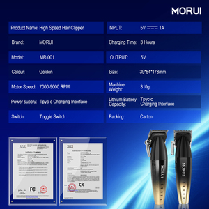 MORUI-Cortadora de pelo de 9000RPM, recortadora de pelo, juego de cortapelos profesional, recortadora de barba inalámbrica, de color champán - Product Image 6