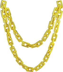 Collar <span class=keywords><strong>de</strong></span> Cadena Gruesa Chapada en Oro, Estilo Hip Hop, Joyería <span class=keywords><strong>de</strong></span> Plástico con Letras, Accesorio <span class=keywords><strong>de</strong></span> <span class=keywords><strong>Disfraz</strong></span> <span class=keywords><strong>de</strong></span> los 80s y 90s para Hombres y Mujeres - Product Image 1
