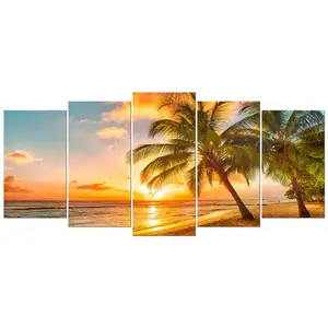 Muur Decor Canvas Schilderij Olie Zeven Art Zonsondergang Zeegezicht Landschap Print Woonkamer Oceaan Custom Picture