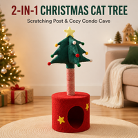 Arbre à chat de Noël avec niche douillette, poteau à gratter en sisal, maisonnette en velours Teddy pour chaton, décoration de Noël pour animaux de compagnie OEM ODM