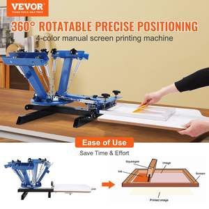 Machine d'impression sérigraphique DB Wholesale 4 couleurs 1 poste 21,2x17,7 pouces, presse sérigraphique double couche pour textiles - Product Image 3