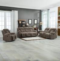 Fauteuil inclinable manuel HOMERS, siège unique surdimensionné, tissu chenille, repose-pieds extensible, structure en bois pour salon