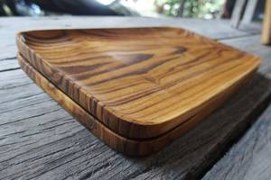 Ensemble de plateaux et de plateaux en bois naturel, fabriqués à la main à partir d'acacia et de bois de manguier, offrant une durabilité écologique pour servir les repas - Product Image 4