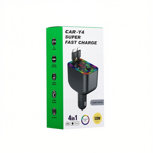 Chargeur de voiture multifonction 120W à charge rapide 80cm avec indicateur LED en plastique – Vente en gros - Product Image 3