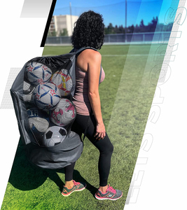 Sac de sport robuste à grande maille avec cordon de serrage, poche latérale et bretelles pour ballons de football, basketball, volleyball et autres équipes - Product Image 6