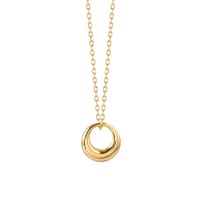 Collier pendentif rond simple en acier inoxydable avec chaîne en O plaquée or 18 carats - Bijou tendance et polyvalent pour femmes
