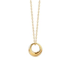 Collier pendentif rond simple en acier inoxydable avec chaîne en O plaquée or 18 carats - Bijou tendance et polyvalent pour femmes - Product Image 6