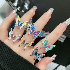 Anillos de Mariposa Coloridos con Degradado de Color de Moda para Mujer, Anillo de Dedo Abierto de Tendencia, Regalos de Joyería - Product Image 3