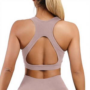 Soutien-gorge de sport respirant pour femmes, fabrication OEM, maintien élevé, extensible dans quatre directions, en Spandex/Coton, sans rembourrage, pour le fitness et le yoga - Product Image 2