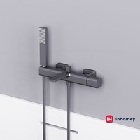 Robinet de baignoire mural moderne en laiton à poignée unique, finition bronze poli, avec douchette de bain encastrée à jet doux pour salle de bain