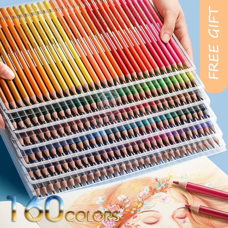 72/120/160/180 Professional Oil Drawing Color coloured colored colour set watercolor pencils for drawing Wood