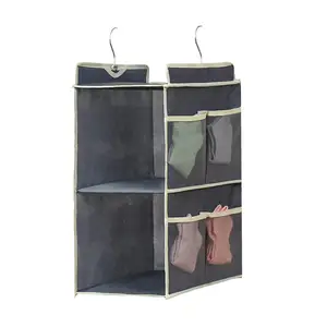 Nonwoven Hanging Shelves Closet Organizer Collapsible Clothes Shelf Organizers and Storage for Bedroom