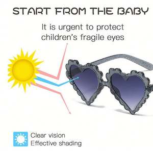 Gafas de Sol Infantiles 2025 con Logotipo Personalizado, Bonitas Gafas de Sol con Borde de Flores de Color Jelly, Protección UV400, Diseño de Corazón Color Durazno para Niños - Product Image 3