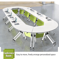 Ensemble table et chaises pliantes pour la formation mobile - Bureau de conférence modulaire pour bureaux modernes et établissements d'enseignement