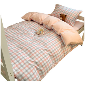 Parure de lit en coton lavé pour étudiants, 3 pièces, housse de couette réversible pour dortoirs et chambres en location - Product Image 3