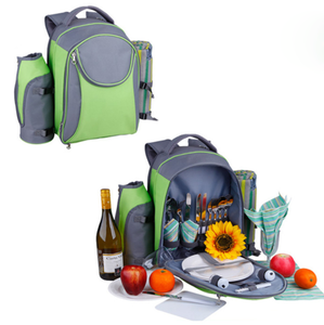 Custom Picnic Set Multifunction 4 Person Cooler Compartment Wine Bag Picnic Basket Backpacks Bag Waterproof With Blanket
