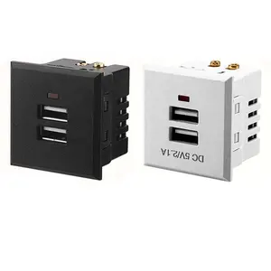 Pengisi daya USB 2,1a 5V ganda, hitam putih dinding cerdas Outlet daya PDU UPS 2USB AC Outlet modul pengisian daya