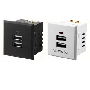 Preto Branco Dual 2.1a 5V USB Carregador Inteligente Wall Power Outlet PDU UPS 2USB AC Power Charging Module Outlet