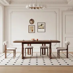 2024 francese design moderno legno massello naturale 6 posti tavolo da pranzo in legno