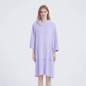 Nhà máy chất lượng cao tùy chỉnh nhanh chóng khô Khăn Robe trùm đầu Poncho Terry vải Phụ Nữ Hoodie bãi biển khăn mềm túi lớn