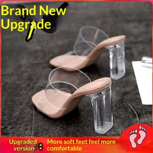 <span class=keywords><strong>Sandalias</strong></span> de Tacón Alto con Tira Ancha Transparente, Punta Abierta Redonda, Estilo Slingback, Tallas Grandes 35-45, Tacón Transparente para Vestidos de <span class=keywords><strong>Fiesta</strong></span> - Product Image 6