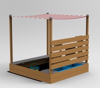 Bac à sable moderne en bois massif avec bancs intégrés, revêtement résistant, équipement de jeu extérieur écologique pour 4 enfants, sécurité assurée