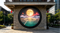 Écran LED circulaire personnalisé P2.5 pour l'extérieur, panneau publicitaire numérique rond pour les espaces publics, installations créatives