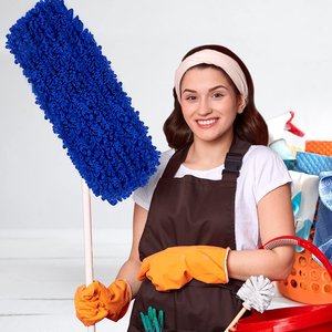<strong>Blue</strong> 18 Inch Washable Microfiber Dust Mop Commercial Mop Head Replacement - Product Image 4