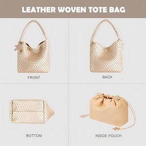 Borsa a Spalla Intrecciata in Pelle PU di Alta Qualità, Grande Capacità, per Donne, Lussuosa Borsa Hobo Intrecciata a Mano - Product Image 3