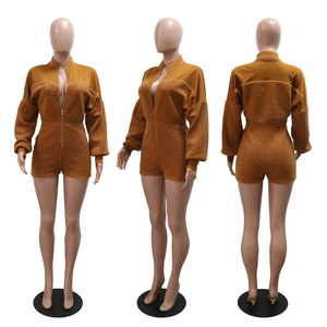 Combinaison courte en <span class=keywords><strong>polaire</strong></span> pour <span class=keywords><strong>femme</strong></span>, manches longues, haute qualité, épaisse, vente en gros - Product Image 5