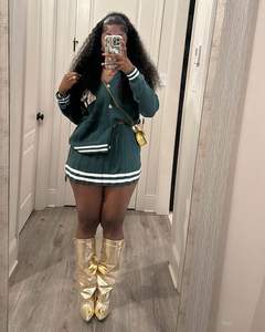 Kış güz kadın kıyafetleri örgü kazak ceket ve pilili etek 2 parça setleri kızlar Y2k iki parçalı Set Vintage kadın giyim 2025 - Product Image 3