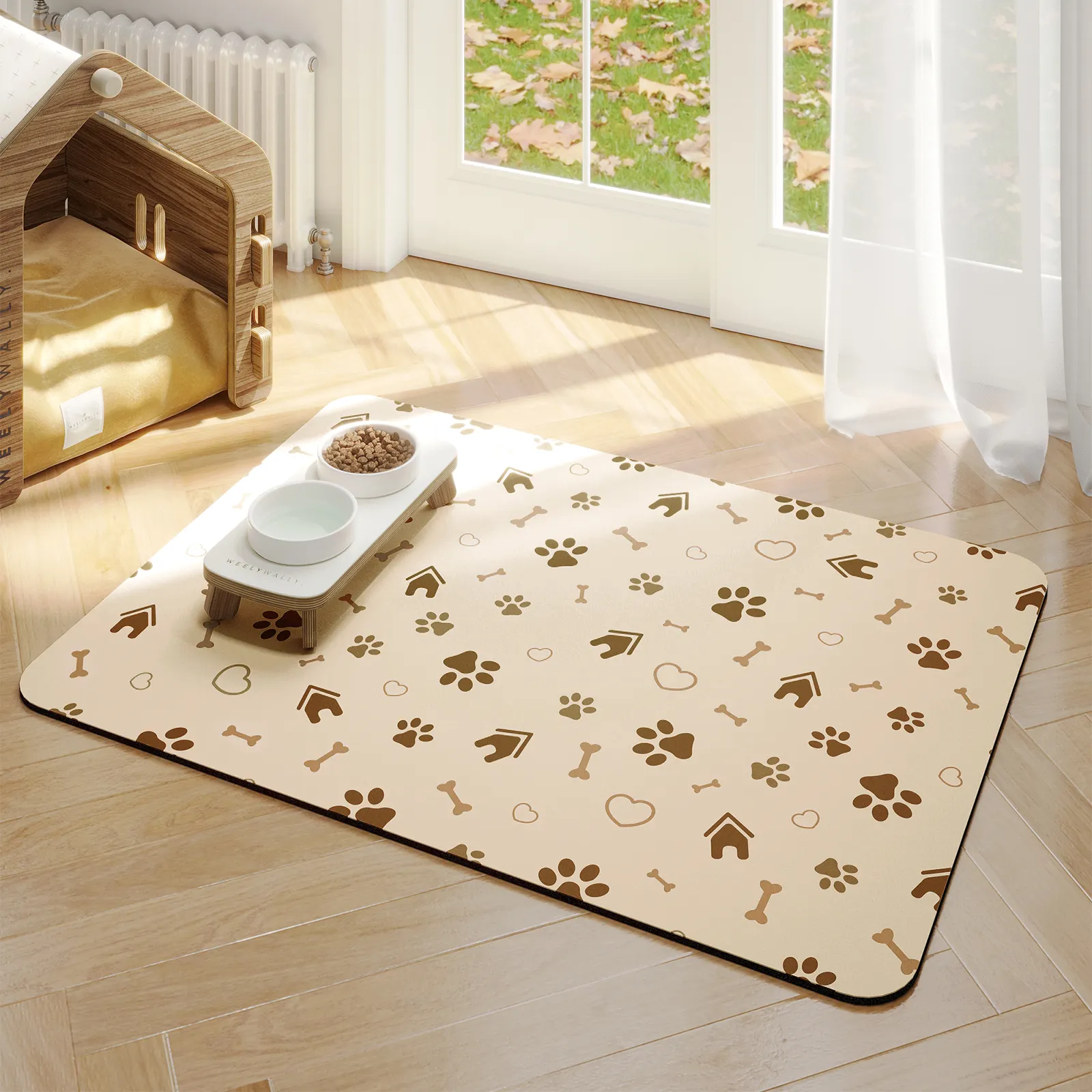 Pet friendly Antimicrobial stain Resistant Non-Slip Bowl Bed Kennel Sleeping dog Feeding pet pad mat for Small medium large dogs