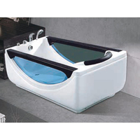 Baignoire d'angle moderne en acrylique pour intérieur, double siège, avec cascade, hydromassage, éclairage nocturne coloré et fonction bain à remous intégrée