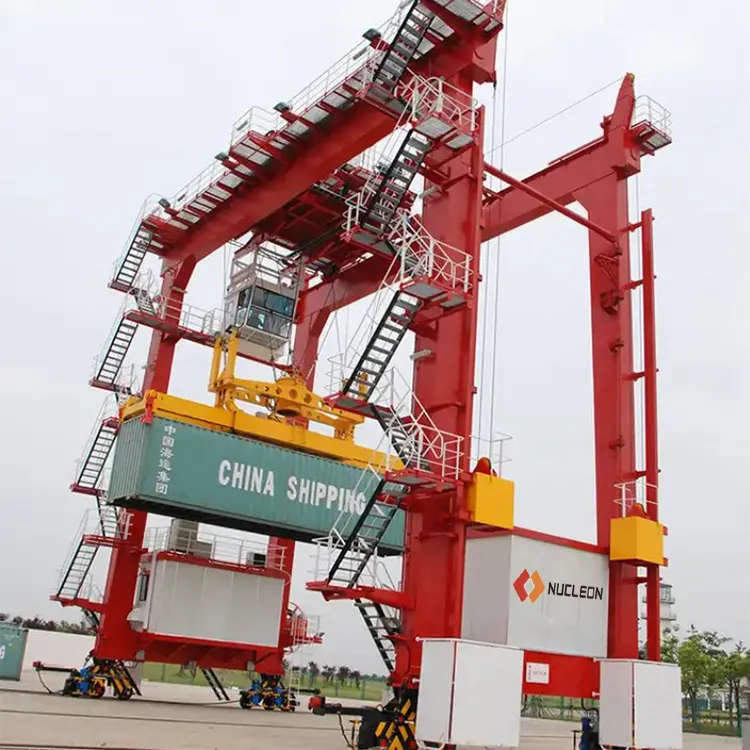 Rtg crane 50 ton 60 ton 80 ton pengangkut tali, wadah angkat 45 ton ban karet gantry crane